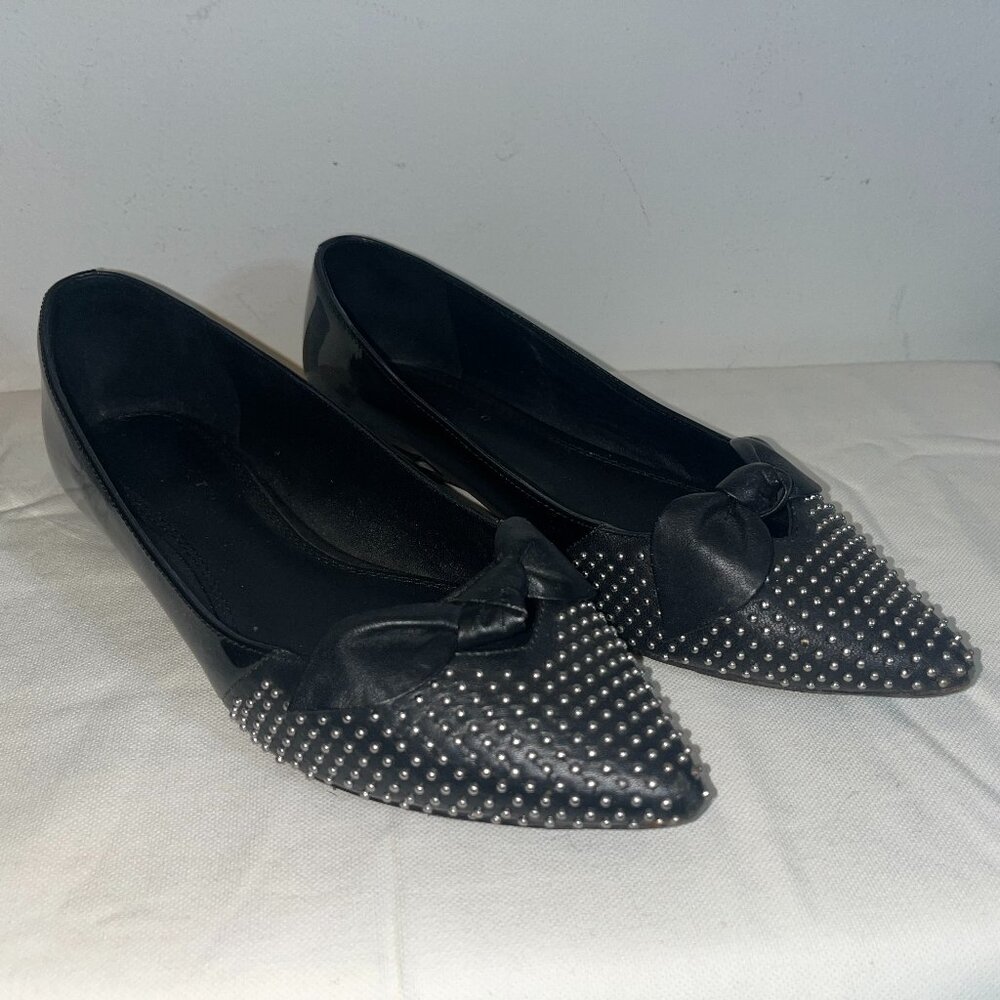 Sandro black patent leather studded flats Arlette Noir eu 38